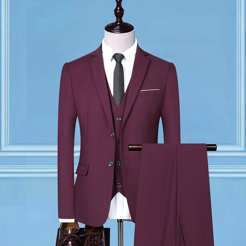 A0061 New business suit men's suit three-piece suit British slim wedding dress multi-color large size suit groomsmen suit