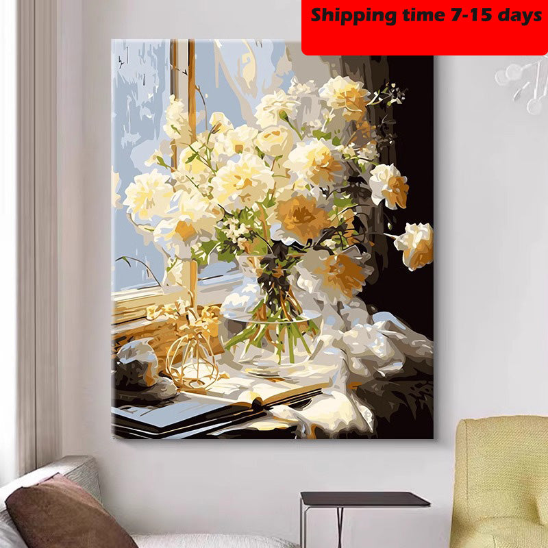 YL-37374 digital oil painting healing flower landscape hanging painting coloring handmade oil painting hand-painted DIY acrylic coloring