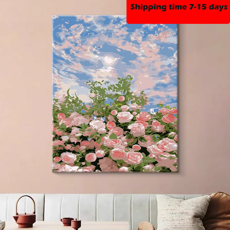 YL-36977 digital oil painting healing flower landscape hanging painting coloring handmade oil painting hand-painted DIY acrylic painting