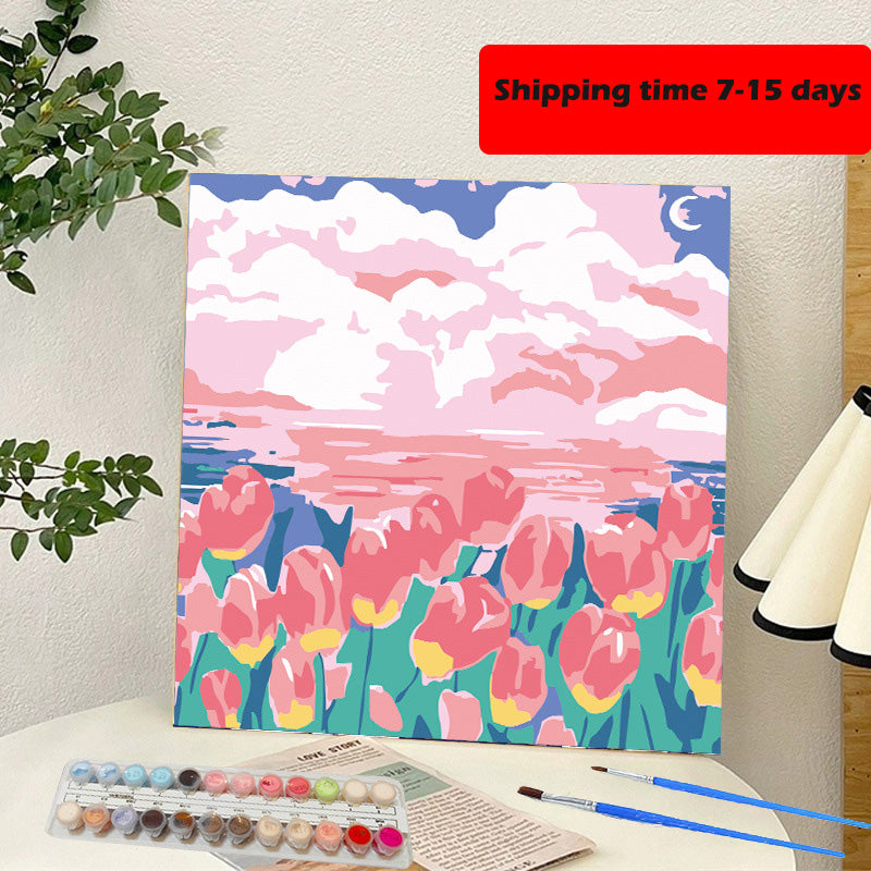 YL-37270 digital oil painting landscape Dafen Village hand-painted mathematical oil painting coloring oil painting flower flower oil painting wholesale