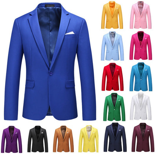 A0021 Spring and Autumn New Men's Fashion Suit Cross-border Foreign Trade Large Size Solid Color Casual Jacket Suit Men's Tops