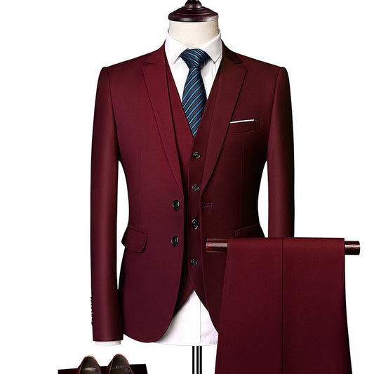 A0034 New business suit men's suit three-piece suit British slim wedding dress multi-color large size suit groomsmen suit