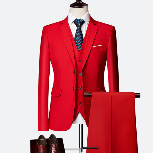 A0035 New Business Suit Men's Suit Three-piece British Slim Wedding Dress Multicolor Large Size Suit Groomsmen Suit