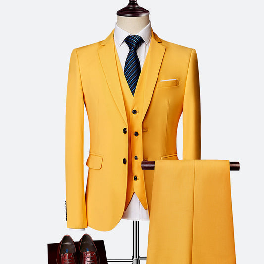 A0041 New business suit men's suit three-piece suit British slim wedding dress multi-color large size suit groomsmen suit