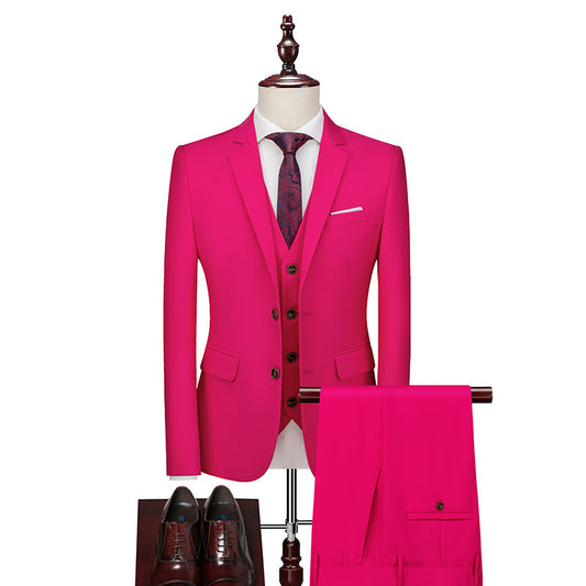 A0050 New business suit men's suit three-piece suit British slim wedding dress multi-color large size suit groomsmen suit