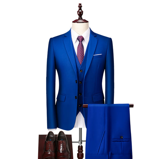 A0051 New business suit men's suit three-piece suit British slim wedding dress multi-color large size suit groomsmen suit
