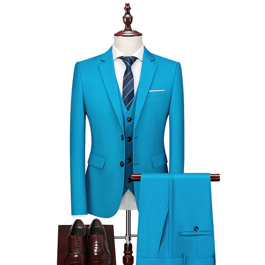 A0052 New Business Suit Men's Suit Three-piece British Slim Wedding Dress Multicolor Large Size Suit Groomsmen Suit