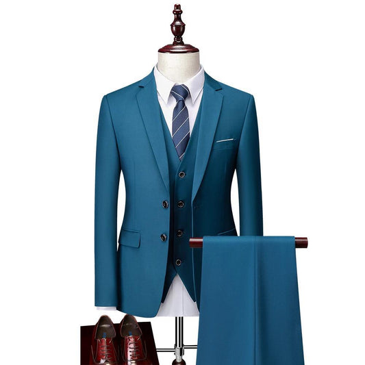A0053 New business suit men's suit three-piece suit British slim wedding dress multi-color large size suit groomsmen suit