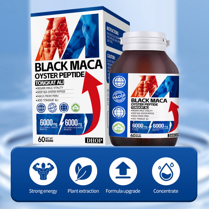 Ashwagandha, Maca & Oyster Peptide Capsules – Men’s Herbal Supplement