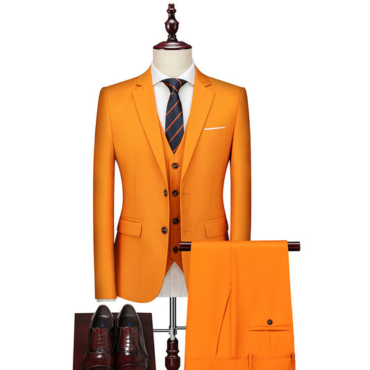 A0054 New business suit men's suit three-piece suit British slim wedding dress multi-color large size suit groomsmen suit