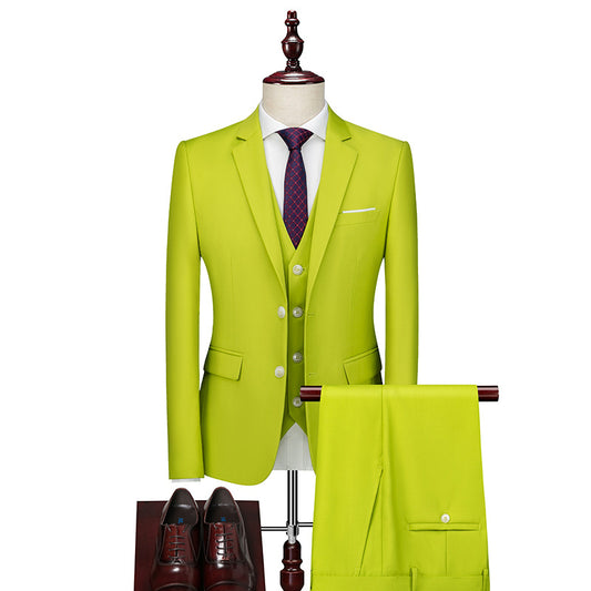 A0056 New business suit men's suit three-piece suit British slim wedding dress multi-color large size suit groomsmen suit