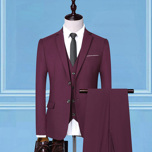 A0061 New business suit men's suit three-piece suit British slim wedding dress multi-color large size suit groomsmen suit