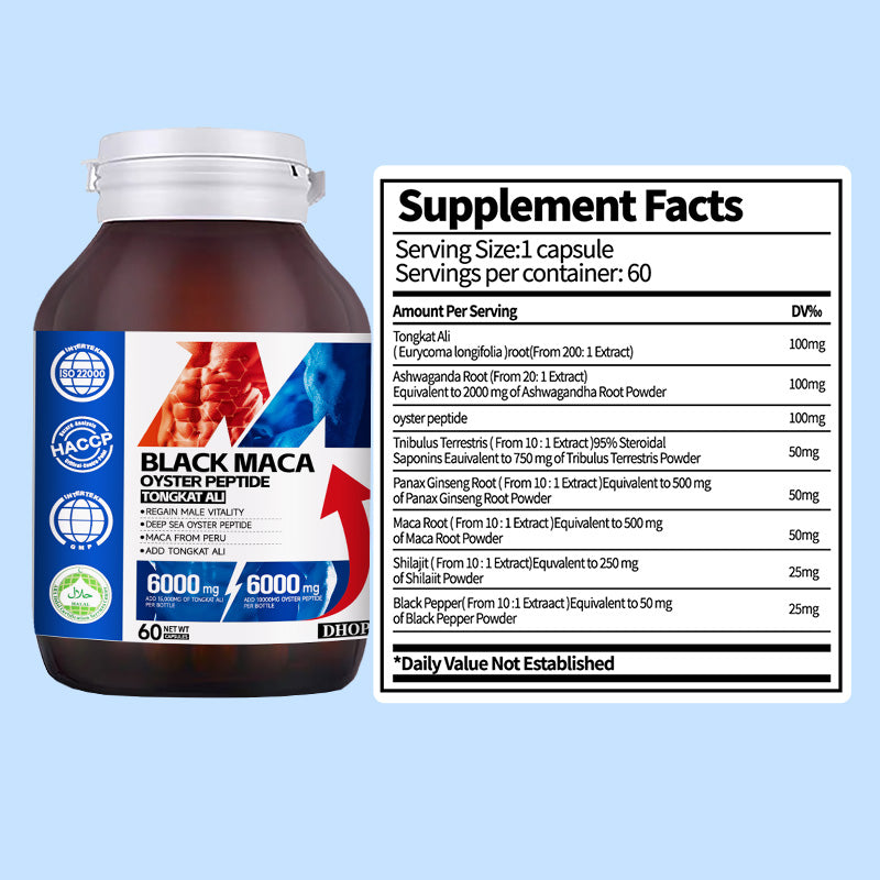 Ashwagandha, Maca & Oyster Peptide Capsules – Men’s Herbal Supplement