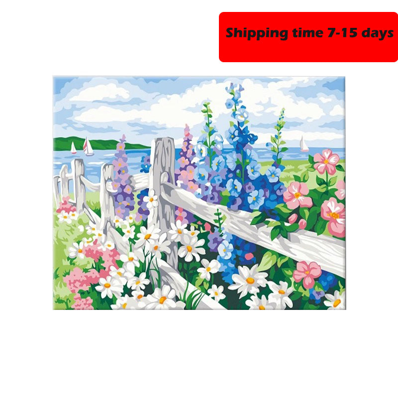 YL-37241 digital oil painting healing flower landscape hanging painting coloring handmade oil painting hand-painted diy acrylic coloring