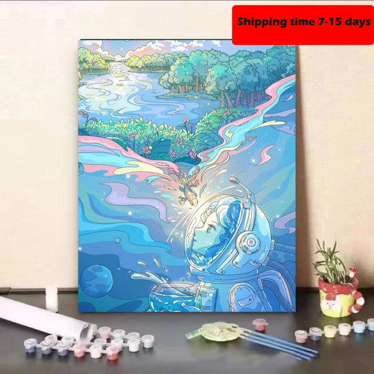 YL-32026 DIY digital oil painting manufacturers wholesale cute small animals hand-painted oil painting decorative painting stall