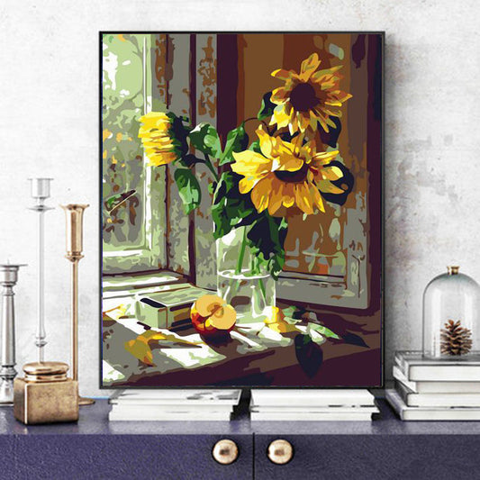 YL-36597 digital oil painting diy rose hand-painted oil painting healing landscape painting hand-painted flowers living room decoration painting