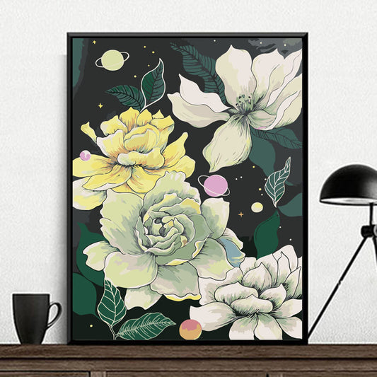 YL-37147 prosperous digital oil painting handmade DIY coloring painting flowers oil paint filling hand-painted healing series factory wholesale