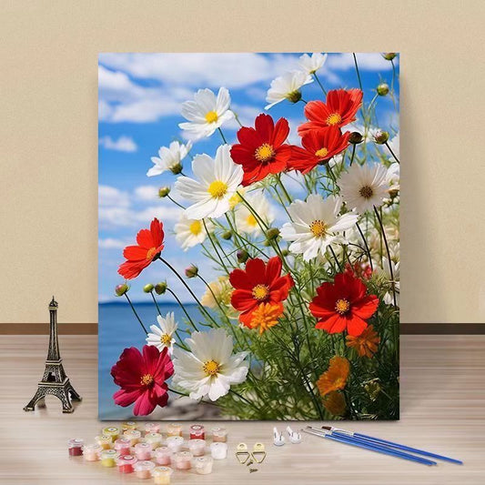 YL-37233 digital oil painting DIY rose hand-painted oil painting healing landscape painting hand-painted flowers living room decoration painting