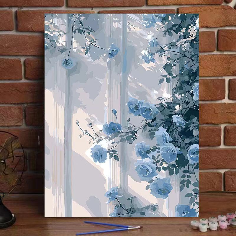 YL-37236 digital oil painting DIY rose hand-painted oil painting healing landscape painting hand-painted flowers living room decoration painting