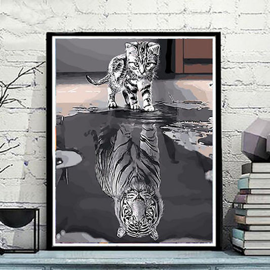 YL-35564 Cat Digital Oil Painting DIY Coloring Painting Handmade Watercolor Hand-painted Art Landscape Anime Cartoon Painting