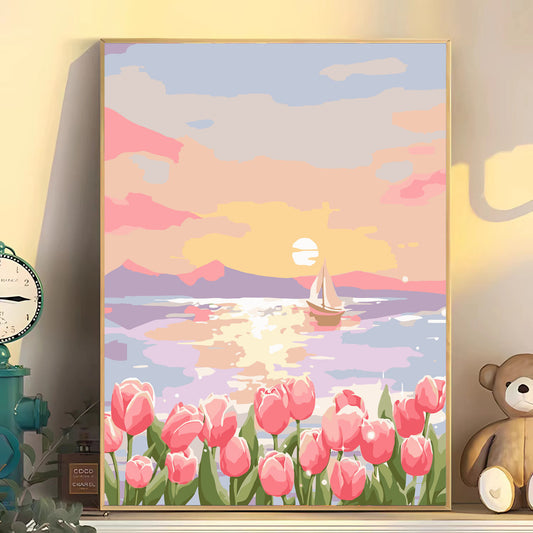 YL-37011 digital oil painting diy rose hand-painted oil painting healing landscape painting hand-painted flowers living room decoration painting