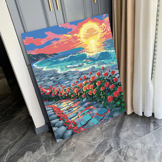 YL-37048 digital oil painting diy rose hand-painted oil painting healing landscape painting hand-painted flowers living room decoration painting