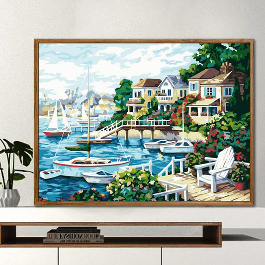 YL-36070 Custom digital oil painting landscape Dafen Village hand-painted mathematics oil painting coloring oil painting flowers and flowers oil painting wholesale