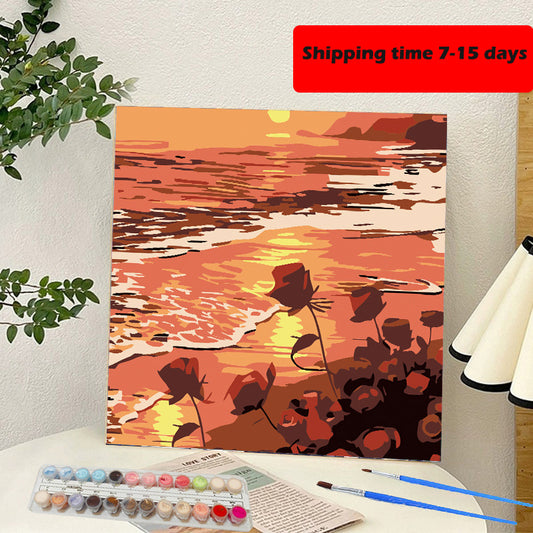 YL-37385 digital oil painting landscape Dafen Village hand-painted mathematical oil painting coloring oil painting flower flower oil painting wholesale